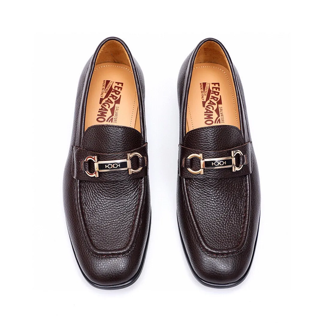 Men's Men's Shoes 💰540 💐[Ferragamo/Ferragamo] New 🐲Ferragamo* Ferragamo classic formal leather shoes! It uses imported first-layer pebbled cowhide leather upper + luxurious hardware buckle, and the inner first-layer comfortable cowhide leather lining! Original wear-resistant rubber outsole! Code number 38-44 (45🉑️customized)